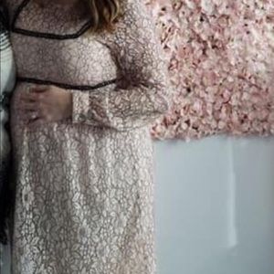 ASOS pink lace maternity dress